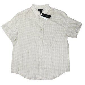 The Men's Store 100% Linen Geo Print Short Sleeve Button Down Men's Shirt NWT